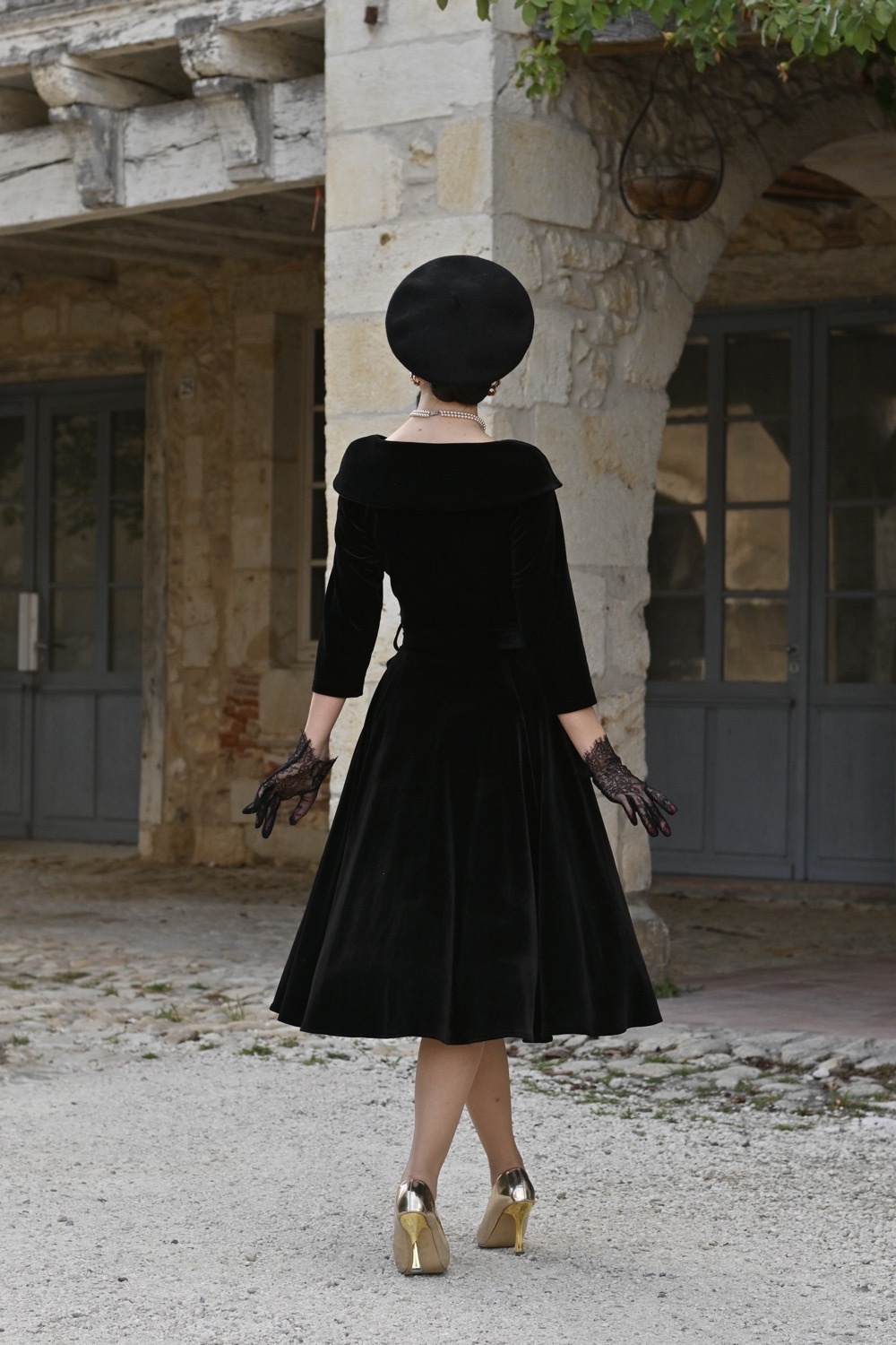 Pheobe Black Velvet Swing Dress